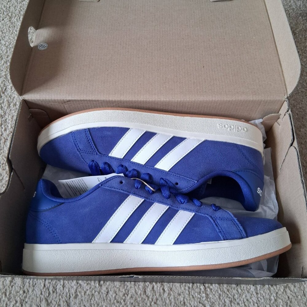 Adidas Mens Grand Court Base 00s Blue White Gum Suede IH1039 Sz 9